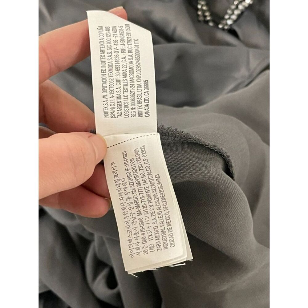 Zara Womens Asymmetrical Satin Midi Dress Medium Anthracite Gray 5029/208 NWT - Picture 11 of 16